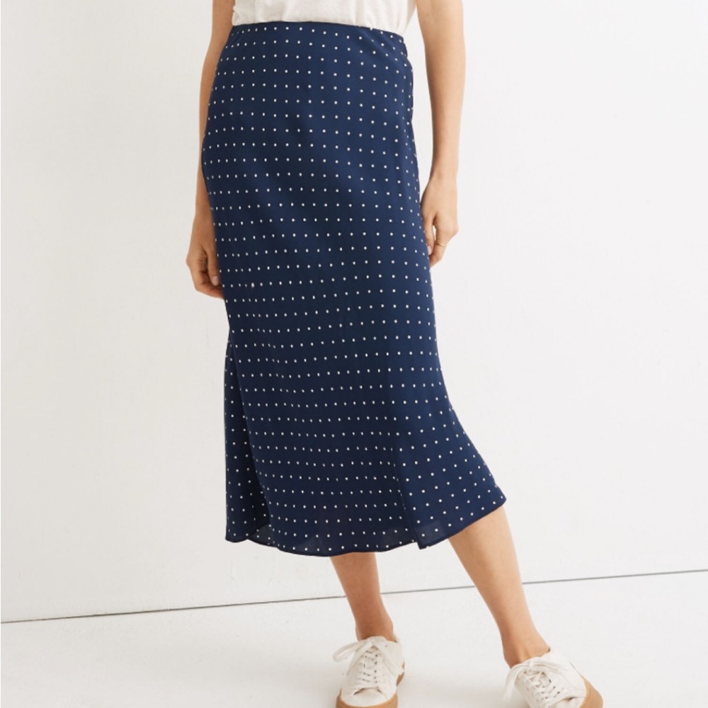 Madewell slip midi skirt polka dot